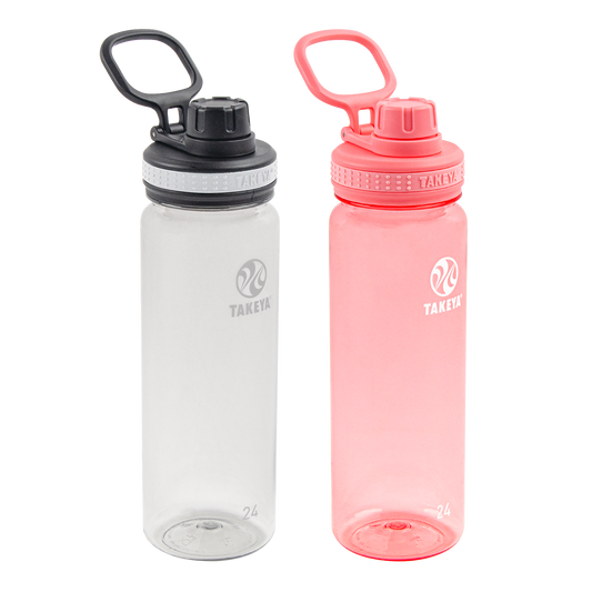 tritan-water-bottle-bundle-with-spout-lid-2-pack-x9 51689-Tritan-Spout-24-2pk-Clear-FlutterPink-angle_2e2a67e8-7240-4517-90e1-85605eacf4b2.png